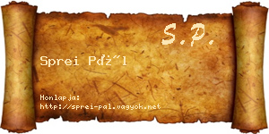 Sprei Pál névjegykártya